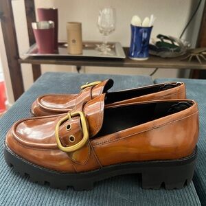 Women’s Brown Loafers with Gold Buckle